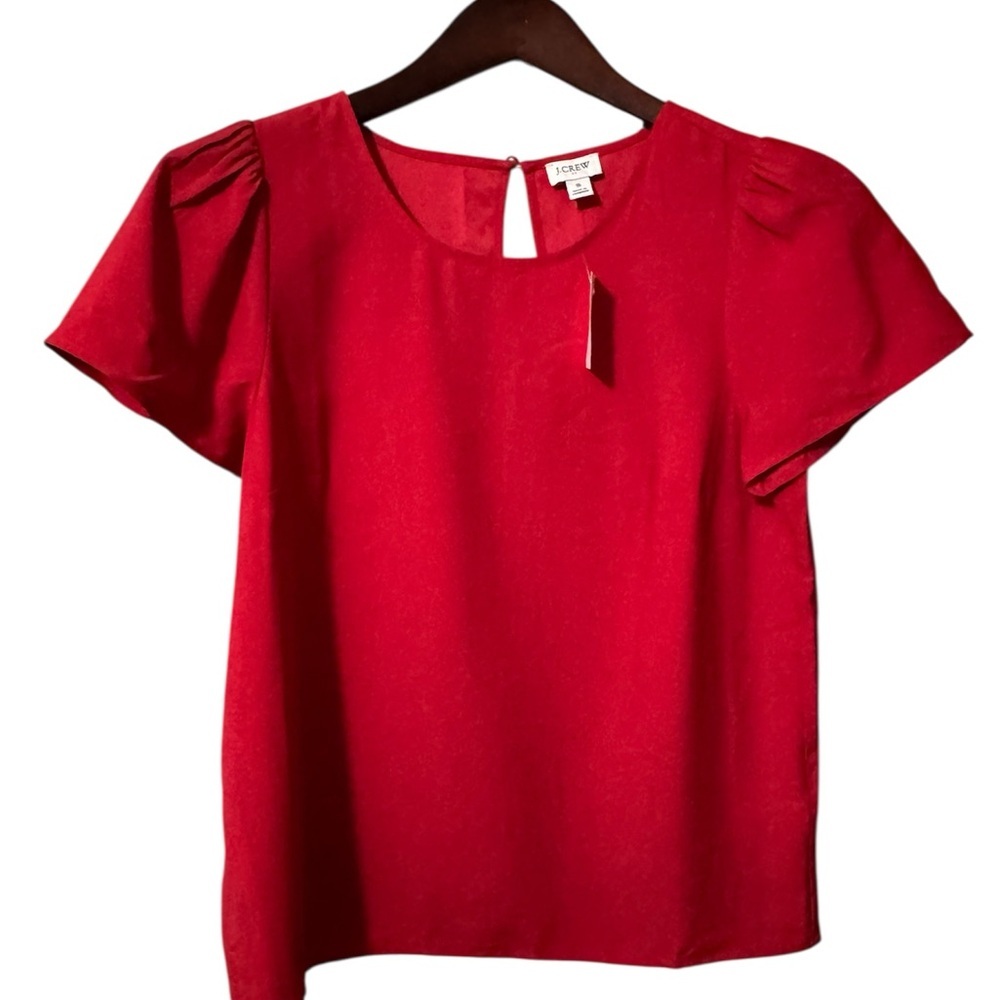 NWT JCREW  Women's Red Short Sleeve Top Size S Retails for $69.50